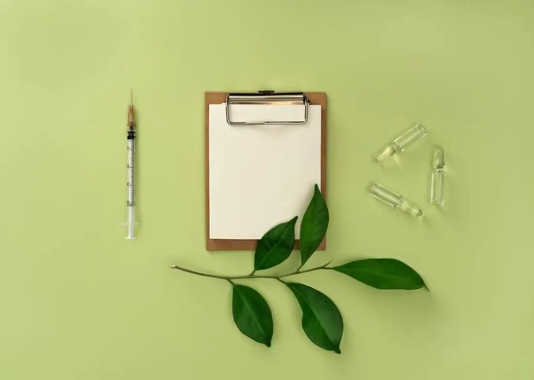 Compounding supplies arranged on a pharmacy worktable