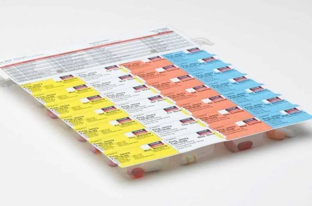 Dispill multi-dose blister pack with labeled medication cells
